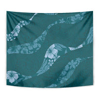 Aloha Hawaii Floral Tapa Tapestry Patchwork Teal LT7 - Polynesian Pride