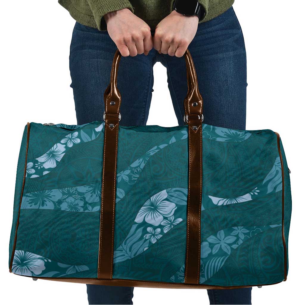 Aloha Hawaii Floral Tapa Travel Bag Patchwork Teal LT7 Teal - Polynesian Pride