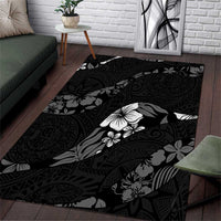 Aloha Hawaii Floral Tapa Area Rug Patchwork Charcoal LT7 Charcoal - Polynesian Pride