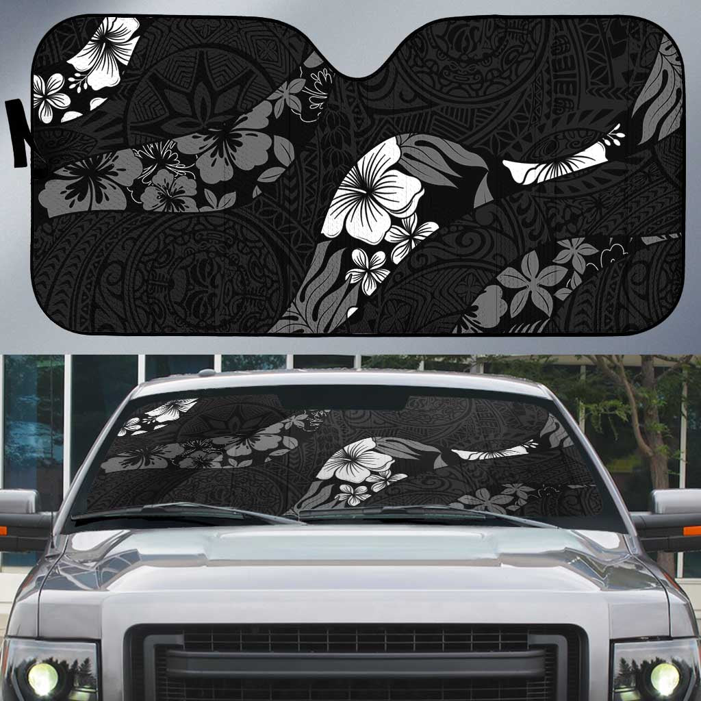 Aloha Hawaii Floral Tapa Auto Sun Shade Patchwork Charcoal LT7 Charcoal - Polynesian Pride