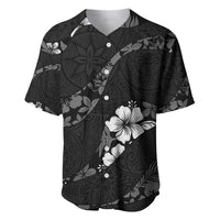 Aloha Hawaii Floral Tapa Baseball Jersey Patchwork Charcoal LT7 Charcoal - Polynesian Pride