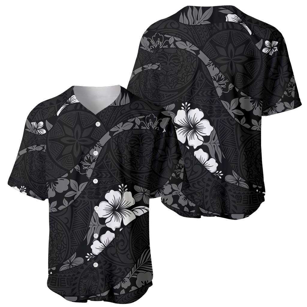 Aloha Hawaii Floral Tapa Baseball Jersey Patchwork Charcoal LT7 - Polynesian Pride
