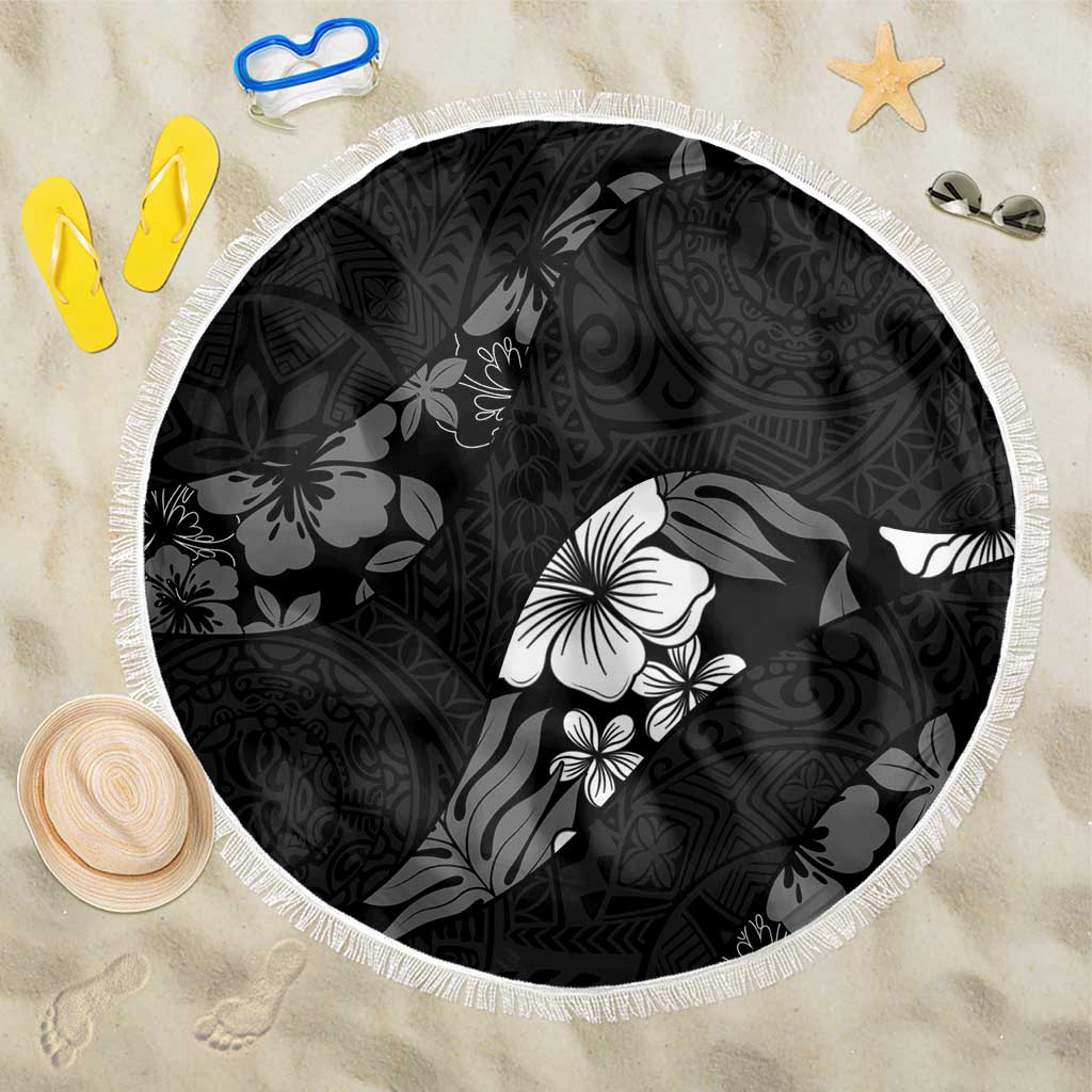 Aloha Hawaii Floral Tapa Beach Blanket Patchwork Charcoal LT7 One Size 150cm Charcoal - Polynesian Pride
