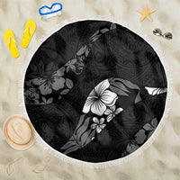 Aloha Hawaii Floral Tapa Beach Blanket Patchwork Charcoal LT7 One Size 150cm Charcoal - Polynesian Pride