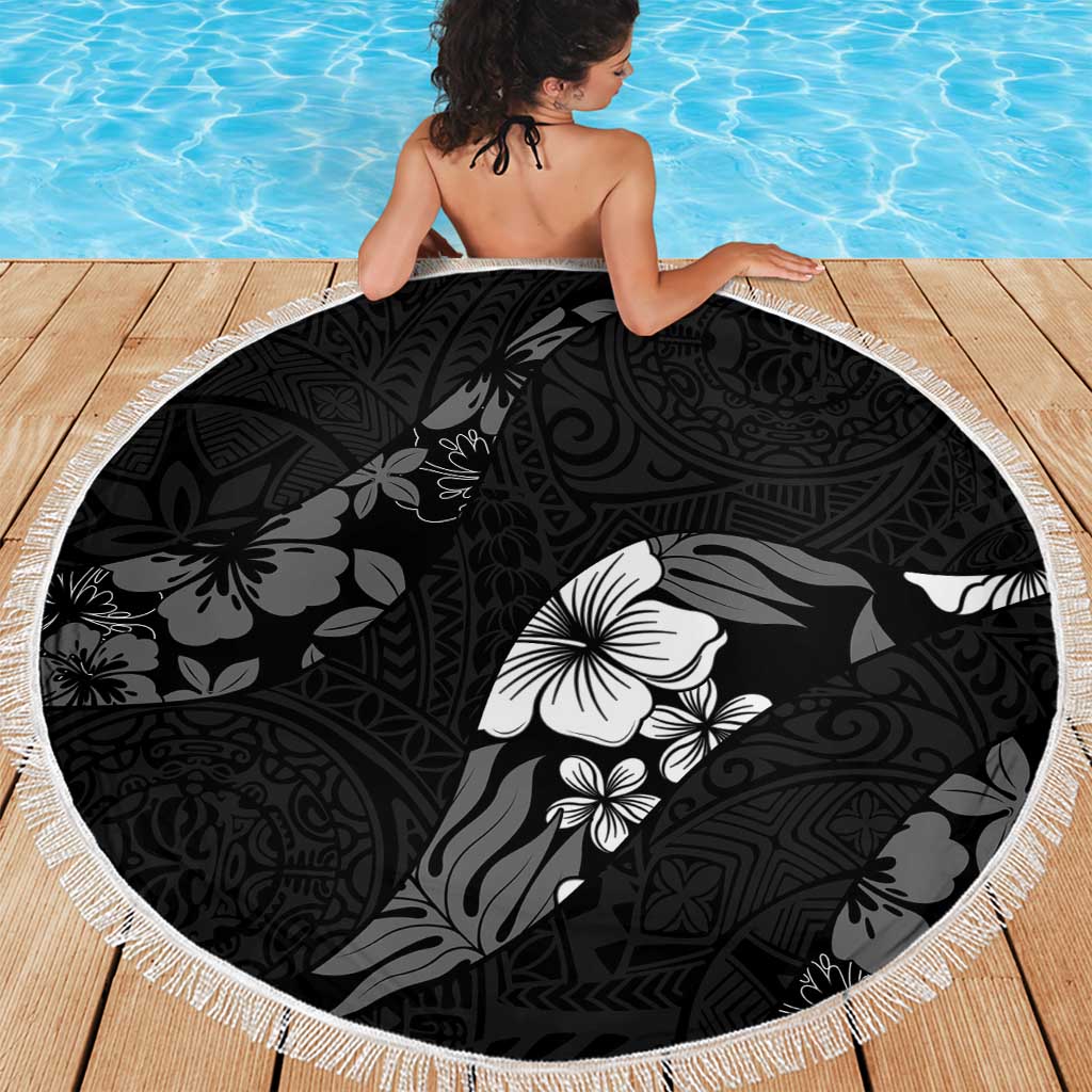 Aloha Hawaii Floral Tapa Beach Blanket Patchwork Charcoal LT7 - Polynesian Pride