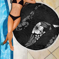 Aloha Hawaii Floral Tapa Beach Blanket Patchwork Charcoal LT7 - Polynesian Pride
