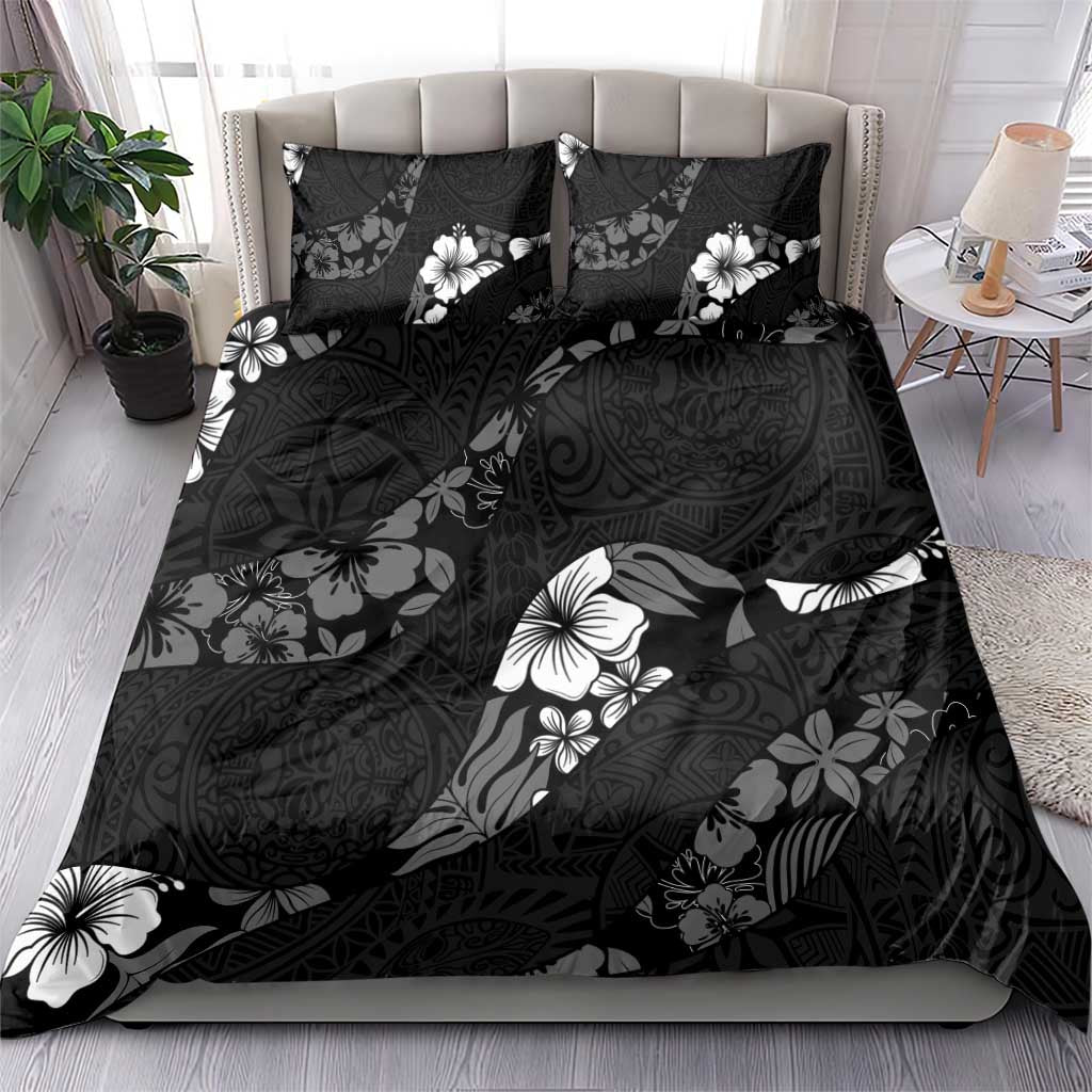 Aloha Hawaii Floral Tapa Bedding Set Patchwork Charcoal LT7 - Polynesian Pride