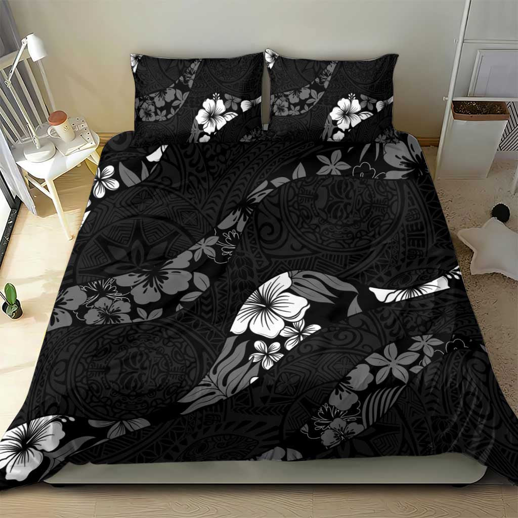 Aloha Hawaii Floral Tapa Bedding Set Patchwork Charcoal LT7 - Polynesian Pride