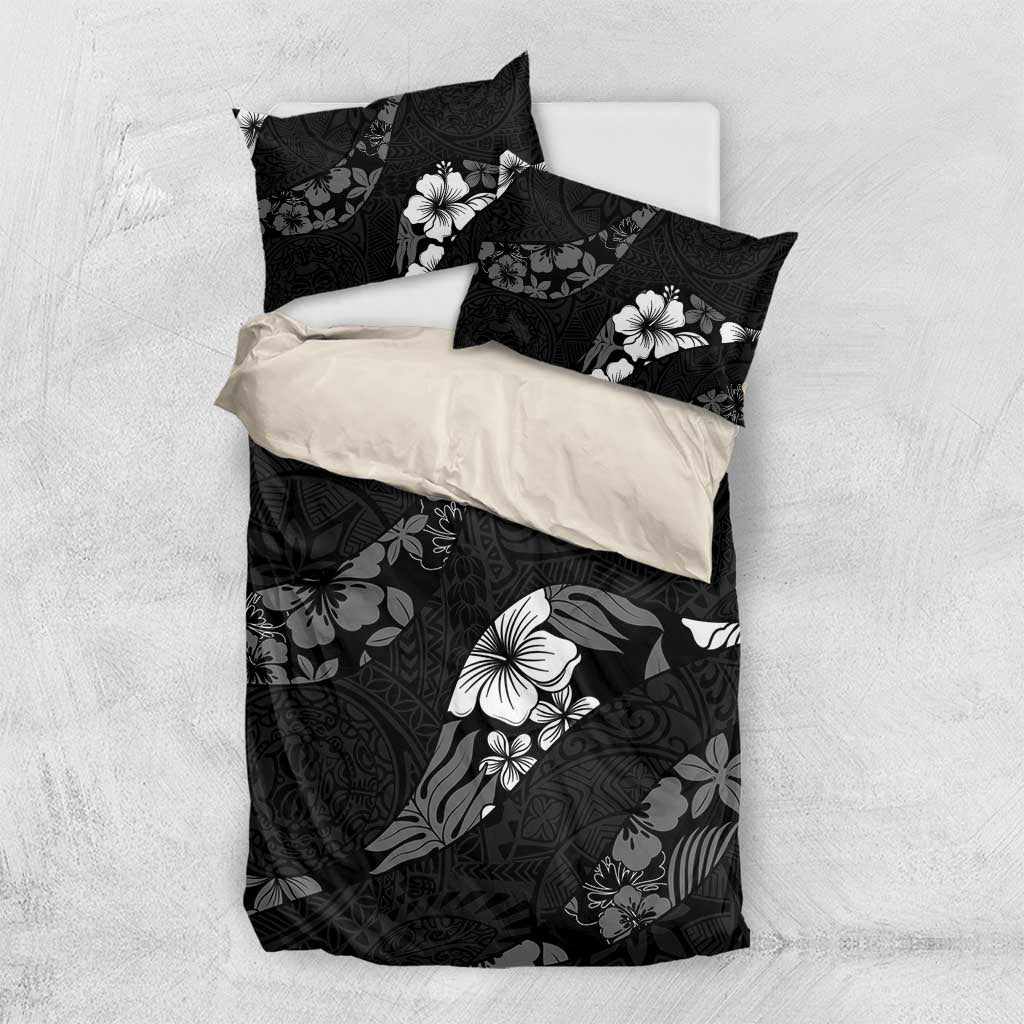Aloha Hawaii Floral Tapa Bedding Set Patchwork Charcoal LT7 US Twin 172cm x 218cm Charcoal - Polynesian Pride