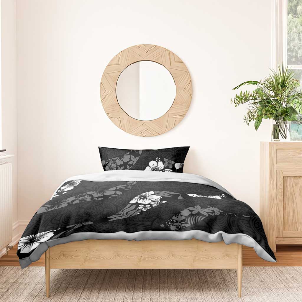 Aloha Hawaii Floral Tapa Bedding Set Patchwork Charcoal LT7 - Polynesian Pride