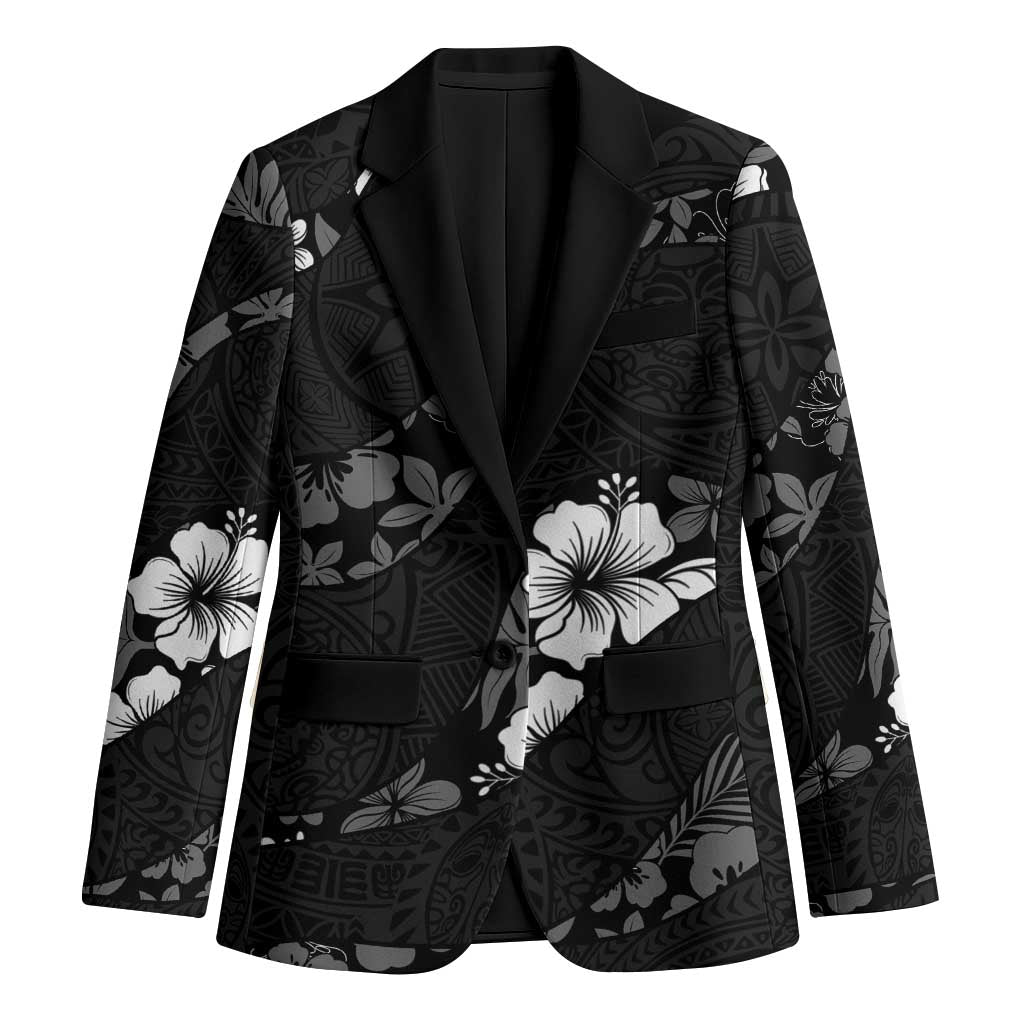 Aloha Hawaii Floral Tapa Blazer Patchwork Charcoal LT7 Unisex Charcoal - Polynesian Pride