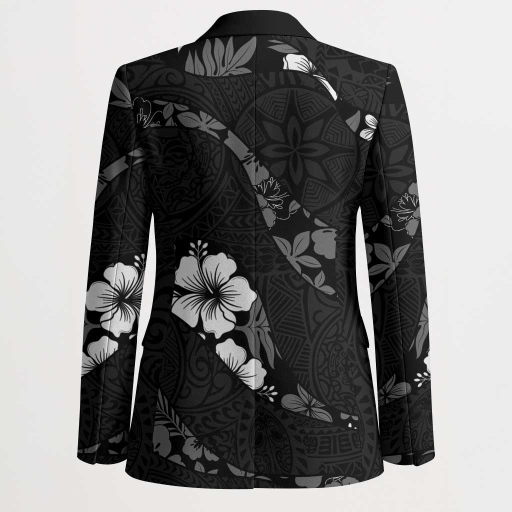 Aloha Hawaii Floral Tapa Blazer Patchwork Charcoal LT7 - Polynesian Pride