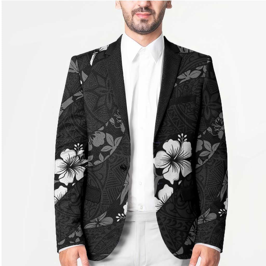 Aloha Hawaii Floral Tapa Blazer Patchwork Charcoal LT7 - Polynesian Pride