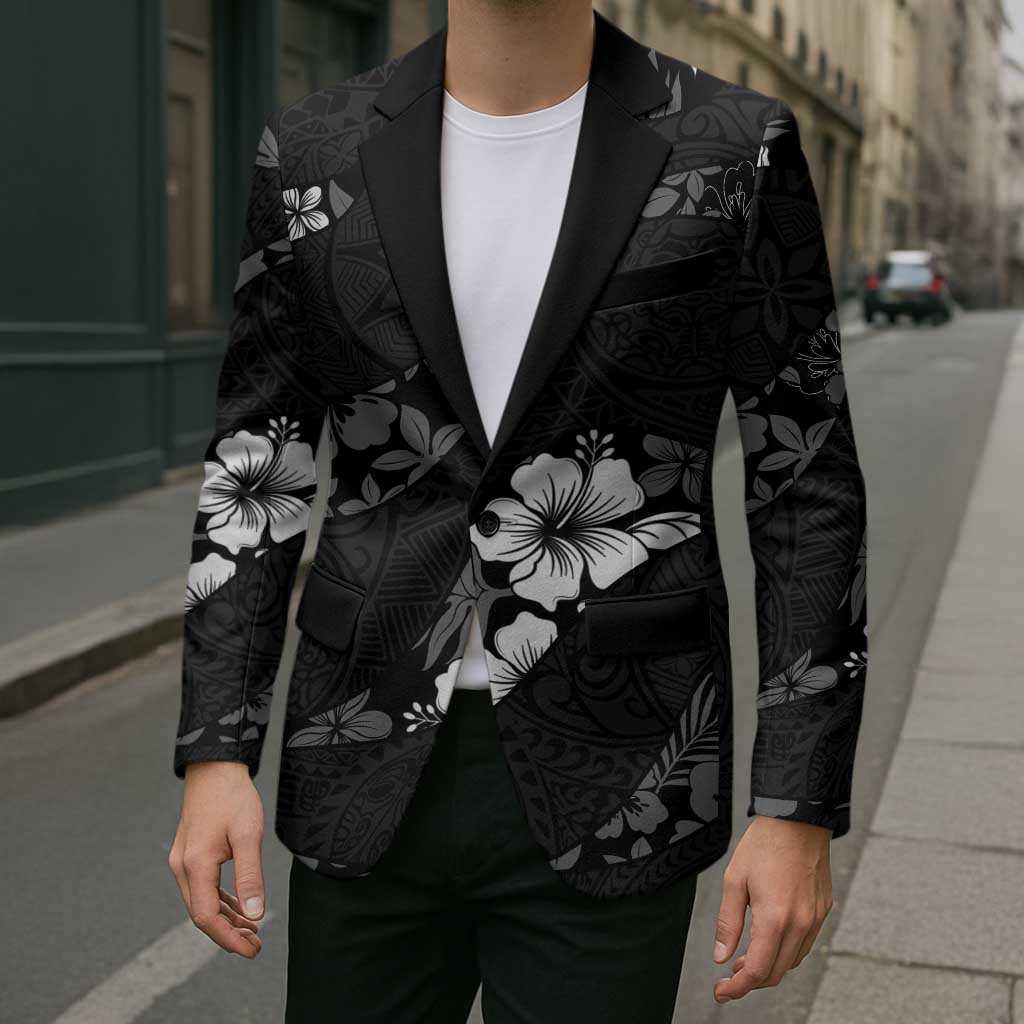 Aloha Hawaii Floral Tapa Blazer Patchwork Charcoal LT7 - Polynesian Pride