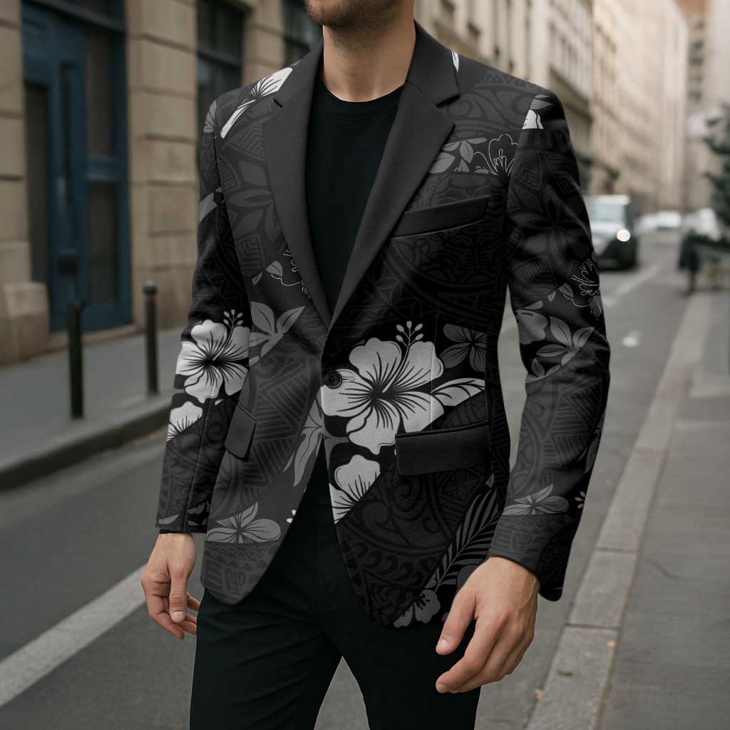 Aloha Hawaii Floral Tapa Blazer Patchwork Charcoal LT7 - Polynesian Pride