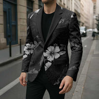 Aloha Hawaii Floral Tapa Blazer Patchwork Charcoal LT7 - Polynesian Pride