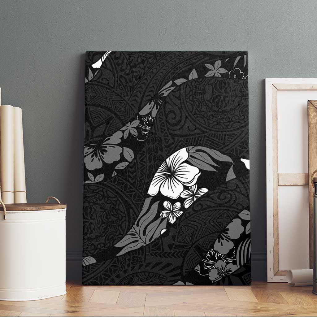 Aloha Hawaii Floral Tapa Canvas Wall Art Patchwork Charcoal LT7 - Polynesian Pride