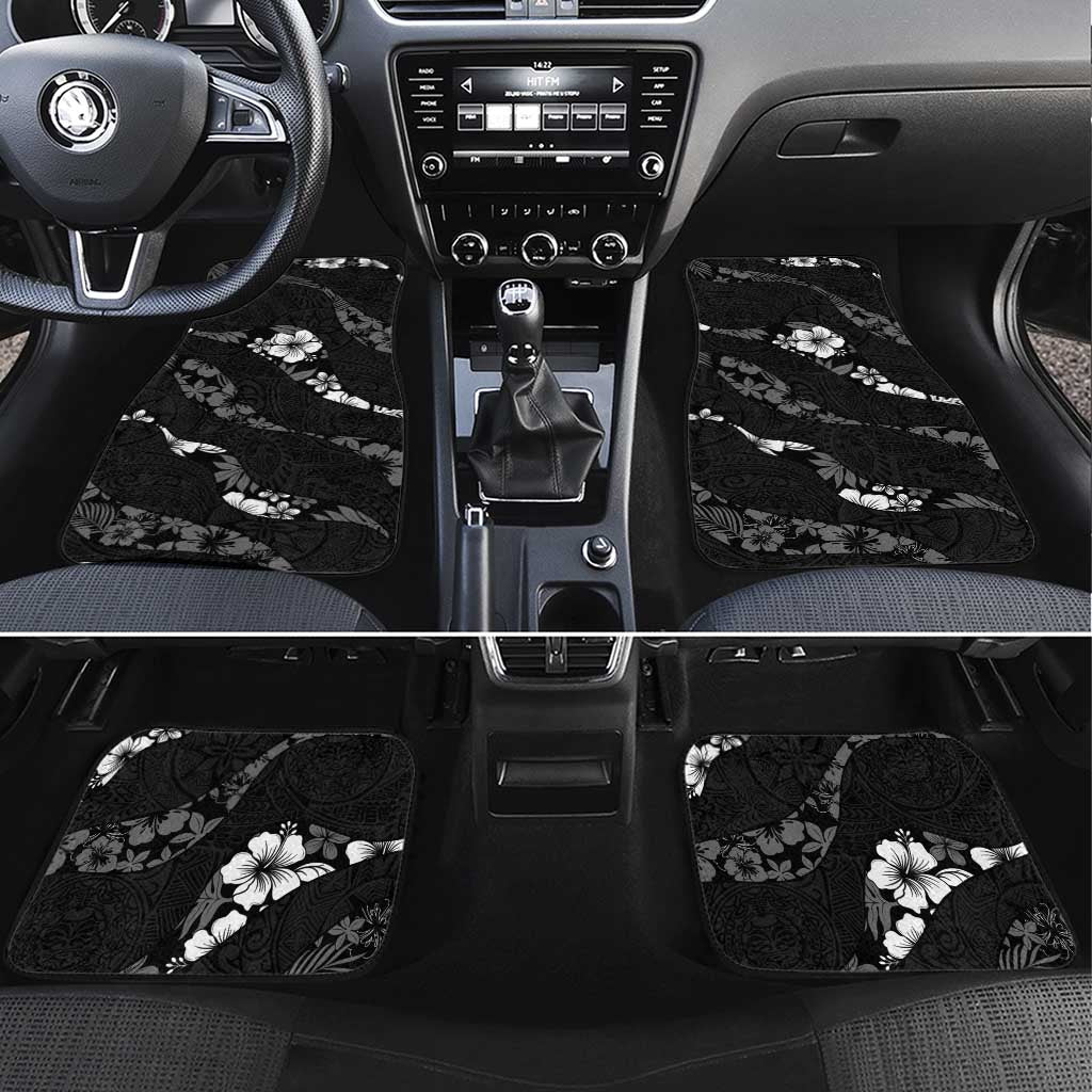 Aloha Hawaii Floral Tapa Car Mats Patchwork Charcoal LT7 Set 4pcs Charcoal - Polynesian Pride