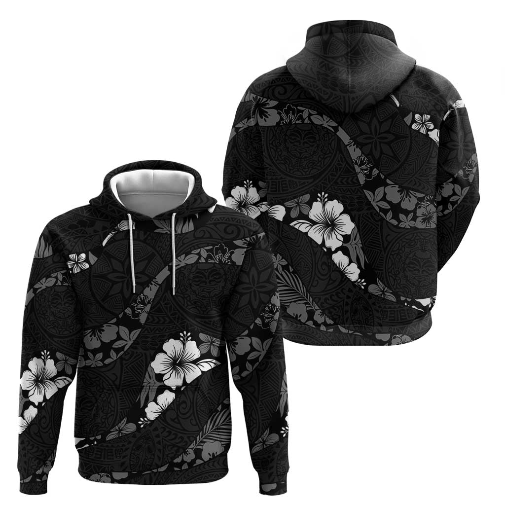Aloha Hawaii Floral Tapa Hoodie Patchwork Charcoal LT7 - Polynesian Pride