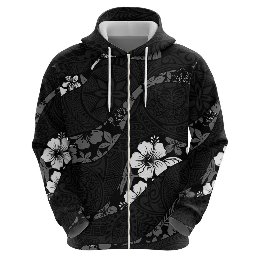 Aloha Hawaii Floral Tapa Hoodie Patchwork Charcoal LT7 - Polynesian Pride