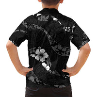Aloha Hawaii Floral Tapa Kid Hawaiian Shirt Patchwork Charcoal LT7 - Polynesian Pride