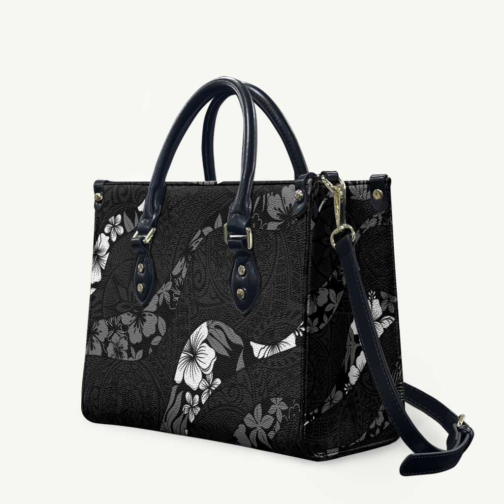 Aloha Hawaii Floral Tapa Leather Bag Patchwork Charcoal LT7 - Polynesian Pride