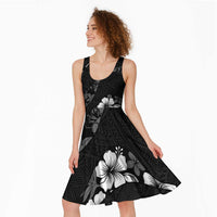 Aloha Hawaii Floral Tapa Midi Dress Patchwork Charcoal LT7 - Polynesian Pride