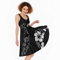 Aloha Hawaii Floral Tapa Midi Dress Patchwork Charcoal LT7 - Polynesian Pride