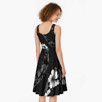 Aloha Hawaii Floral Tapa Midi Dress Patchwork Charcoal LT7 - Polynesian Pride