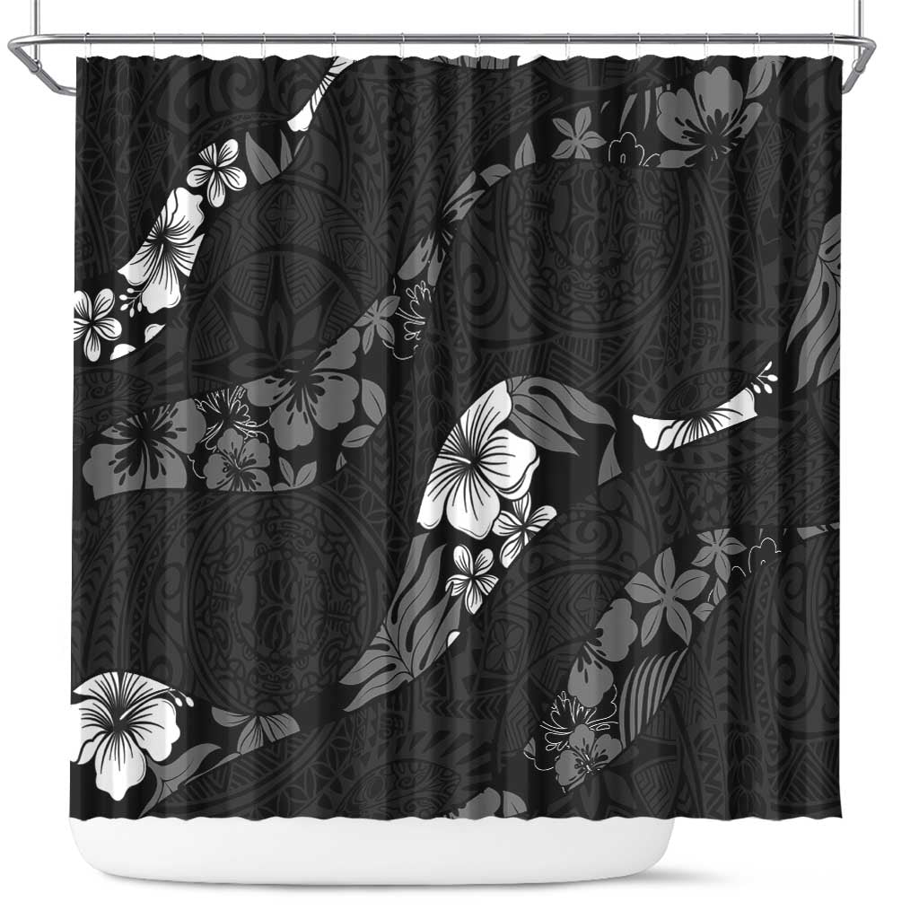 Aloha Hawaii Floral Tapa Shower Curtain Patchwork Charcoal LT7 Charcoal - Polynesian Pride
