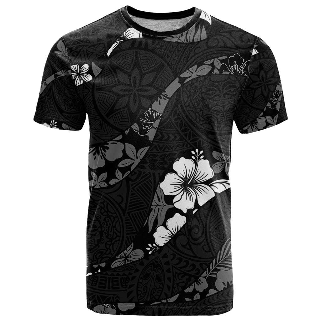 Aloha Hawaii Floral Tapa T Shirt Patchwork Charcoal LT7 Charcoal - Polynesian Pride