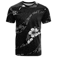 Aloha Hawaii Floral Tapa T Shirt Patchwork Charcoal LT7 Charcoal - Polynesian Pride