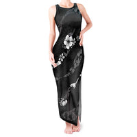 Aloha Hawaii Floral Tapa Tank Maxi Dress Patchwork Charcoal LT7 Women Charcoal - Polynesian Pride