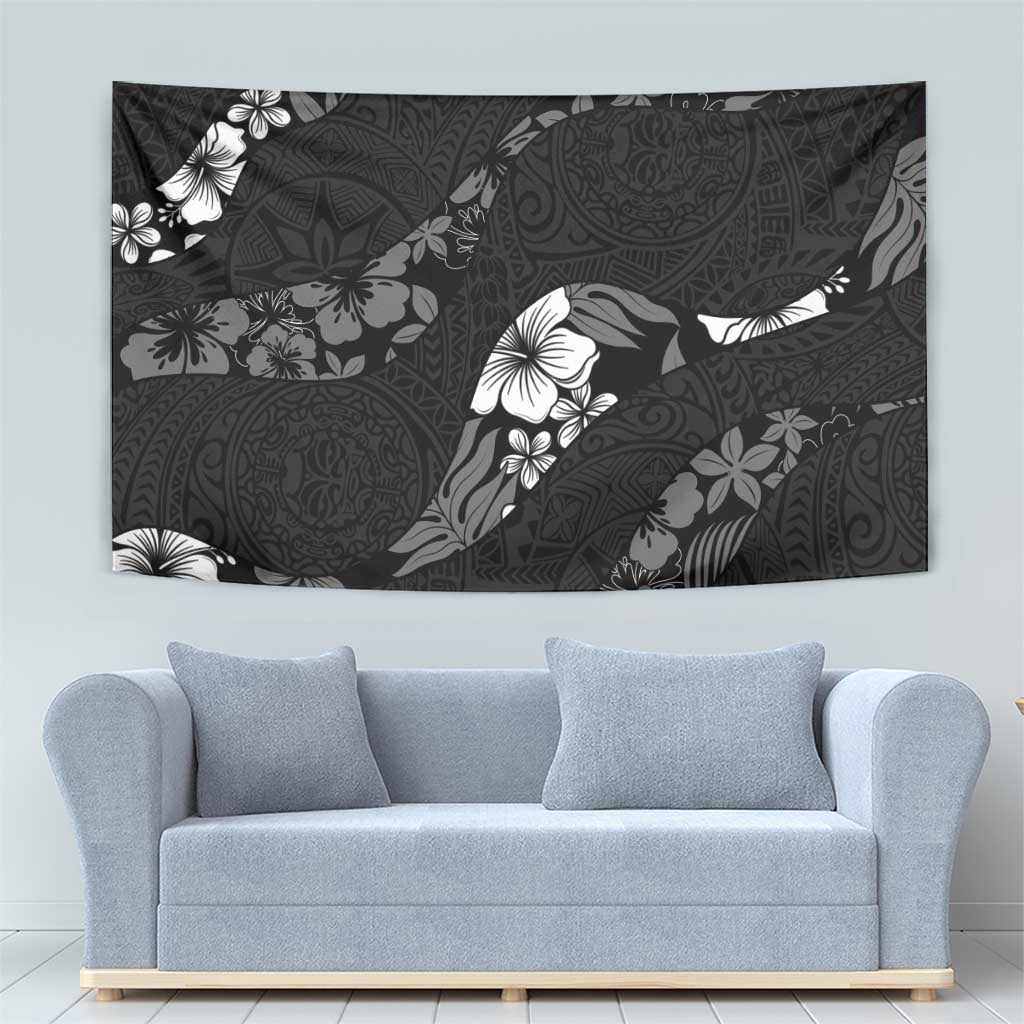 Aloha Hawaii Floral Tapa Tapestry Patchwork Charcoal LT7 - Polynesian Pride