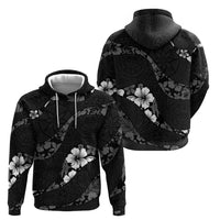 Aloha Hawaii Floral Tapa Zip Hoodie Patchwork Charcoal LT7 - Polynesian Pride