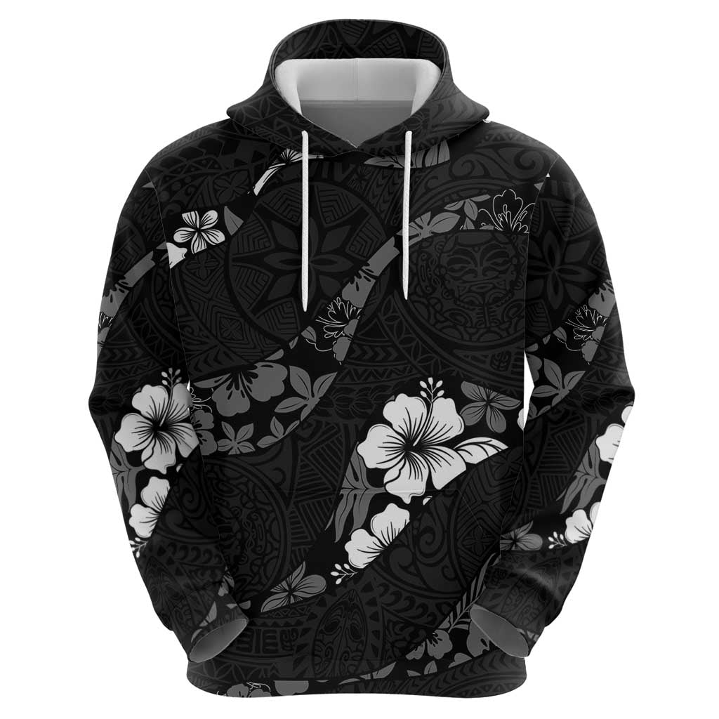 Aloha Hawaii Floral Tapa Zip Hoodie Patchwork Charcoal LT7 - Polynesian Pride
