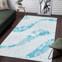 Aloha Hawaii Floral Tapa Area Rug Patchwork Turquoise LT7 Turquoise - Polynesian Pride