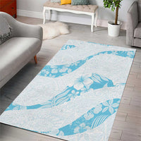 Aloha Hawaii Floral Tapa Area Rug Patchwork Turquoise LT7 - Polynesian Pride