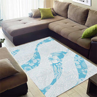 Aloha Hawaii Floral Tapa Area Rug Patchwork Turquoise LT7 - Polynesian Pride