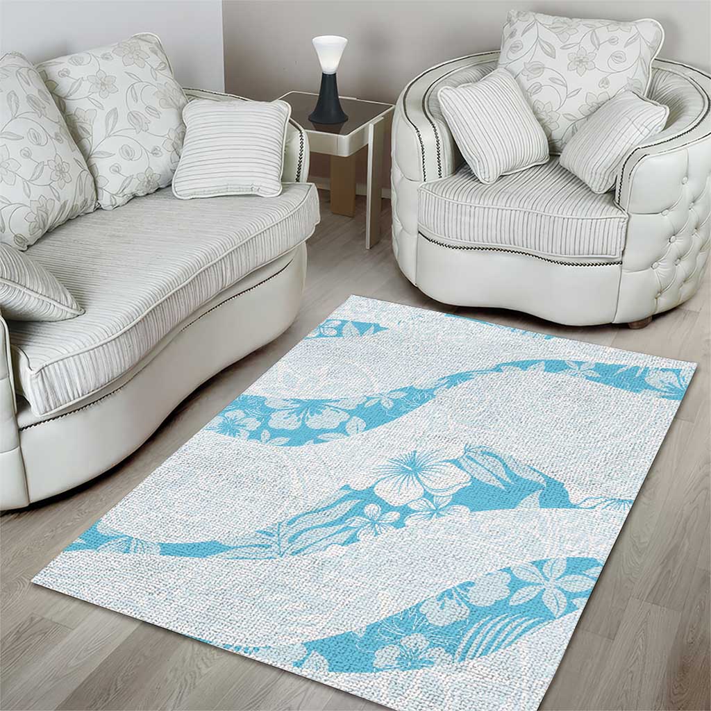 Aloha Hawaii Floral Tapa Area Rug Patchwork Turquoise LT7 - Polynesian Pride