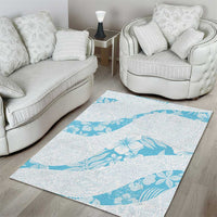 Aloha Hawaii Floral Tapa Area Rug Patchwork Turquoise LT7 - Polynesian Pride