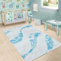Aloha Hawaii Floral Tapa Area Rug Patchwork Turquoise LT7 - Polynesian Pride