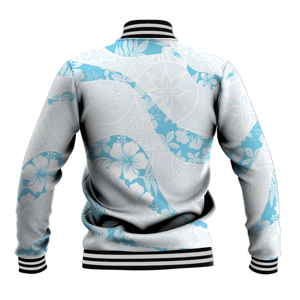 Aloha Hawaii Floral Tapa Baseball Jacket Patchwork Turquoise LT7 - Polynesian Pride