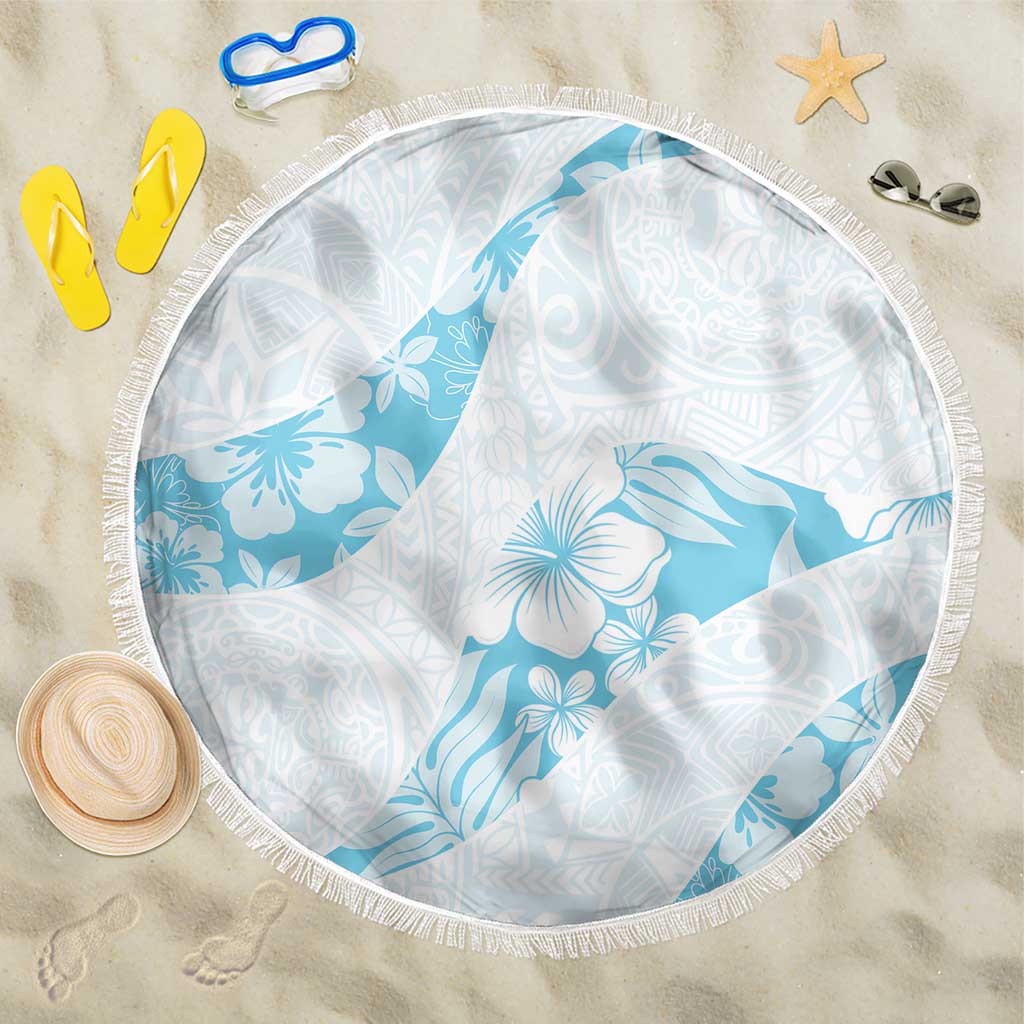 Aloha Hawaii Floral Tapa Beach Blanket Patchwork Turquoise LT7 One Size 150cm Turquoise - Polynesian Pride
