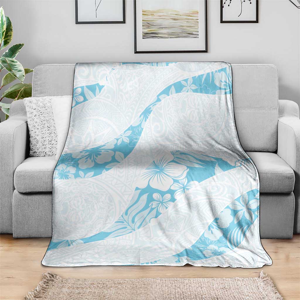 Aloha Hawaii Floral Tapa Blanket Patchwork Turquoise LT7 - Polynesian Pride