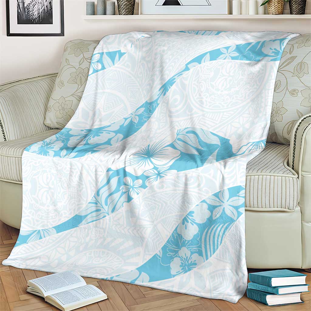 Aloha Hawaii Floral Tapa Blanket Patchwork Turquoise LT7 - Polynesian Pride