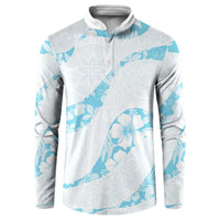 Aloha Hawaii Floral Tapa Button Sweatshirt Patchwork Turquoise LT7 Turquoise - Polynesian Pride