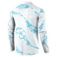 Aloha Hawaii Floral Tapa Button Sweatshirt Patchwork Turquoise LT7 - Polynesian Pride