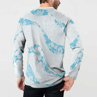 Aloha Hawaii Floral Tapa Button Sweatshirt Patchwork Turquoise LT7 - Polynesian Pride