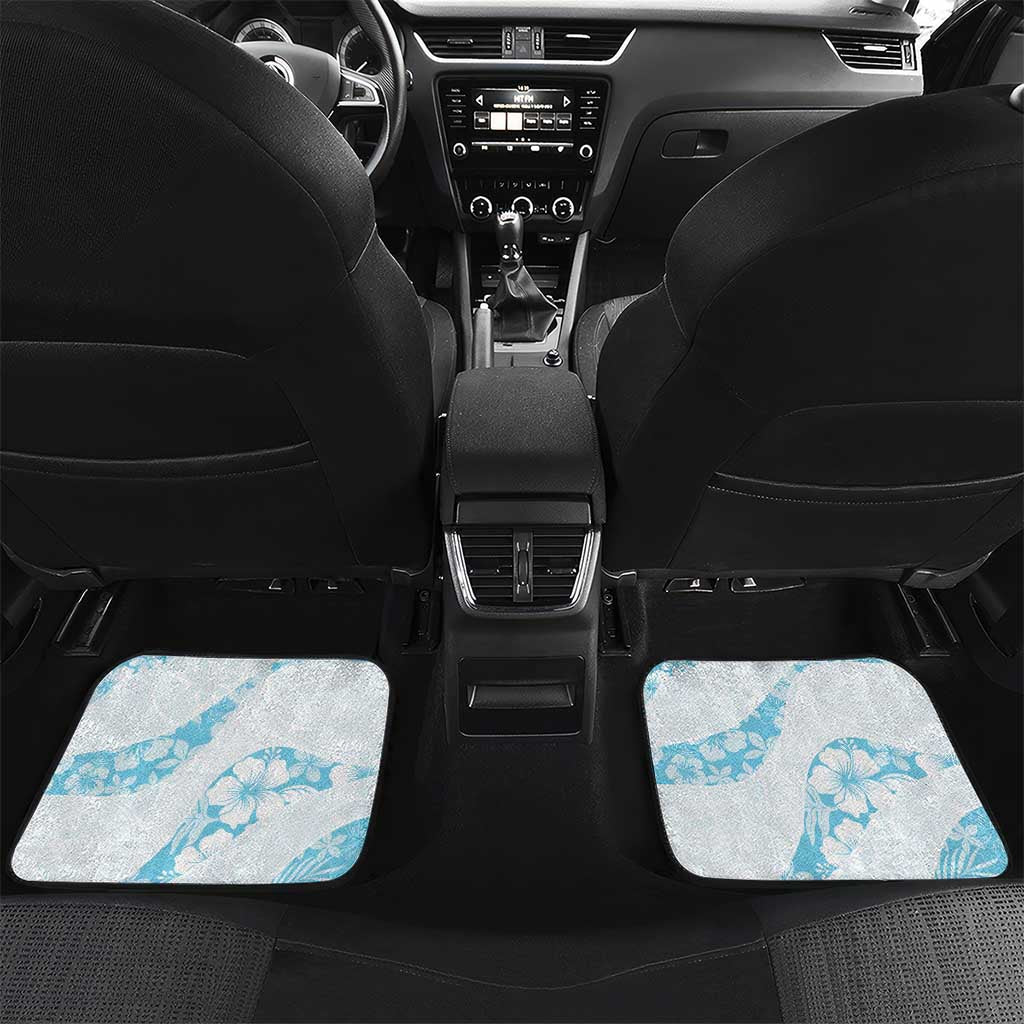 Aloha Hawaii Floral Tapa Car Mats Patchwork Turquoise LT7 Set 2pcs - Back Turquoise - Polynesian Pride